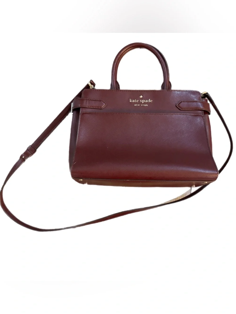 Kate Spade Staci Medium satchel Cherrywood Leather Satchel with Crossbody Strap